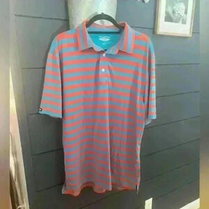 Straight down‎ Mens striped golf polo large